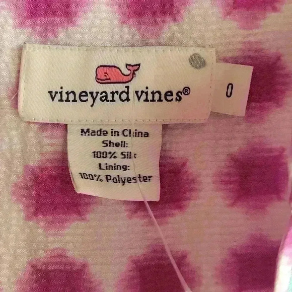 Vineyard Vines Pink Polka Dots Tie Dye Patterned Shift Women's Dress Size 0 Silk - Picture 4 of 11